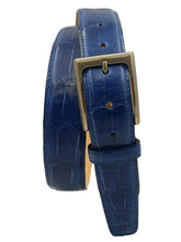 Carica l'immagine nel visualizzatore di Gallery, Cintura 3,5 cm in Coda di Coccodrillo Navy con fodera Nabuk e fibbia Nichel free - ESPERANTOBELTS