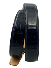 Carica l&#39;immagine nel visualizzatore di Gallery, Cintura 3,5 cm in Coda di Coccodrillo Blu con fodera Nabuk e fibbia Nichel free - ESPERANTOBELTS