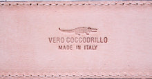 Carica l&#39;immagine nel visualizzatore di Gallery, Cintura 3,5 cm in Coda di Coccodrillo Marrone con fodera Nabuk e fibbia Nichel free - ESPERANTOBELTS