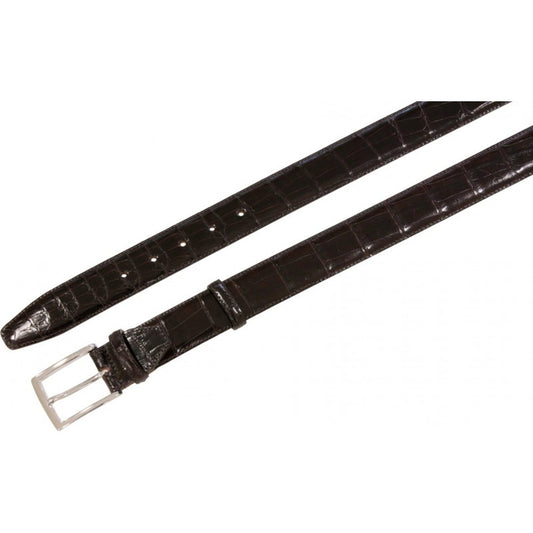 Cintura 3,5 cm in Coda di Coccodrillo Moro con fodera Nabuk e fibbia Nichel free - ESPERANTOBELTS