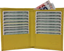 Carica l'immagine nel visualizzatore di Gallery, Portafogli Verticale in vera Pelle di Iguana con interni in pelle e 16 portatessere - Giallo