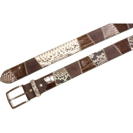 Cintura Moro 4 cm in Vero pitone , Vero coccodrillo e Pelle scamosciata con fibbia anallergica - ESPERANTOBELTS