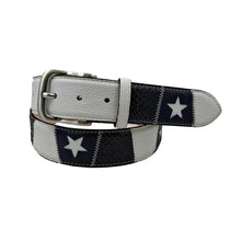 Carica l&#39;immagine nel visualizzatore di Gallery, 🔥NOVITA&#39;🔥  Stars Patch - Cintura 4 cm in pelle bianca martellata e vero pitone Blu scuro con stelle