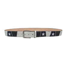 Carica l&#39;immagine nel visualizzatore di Gallery, 🔥NOVITA&#39;🔥  Stars Patch - Cintura 4 cm in pelle bianca martellata e vero pitone Blu scuro con stelle