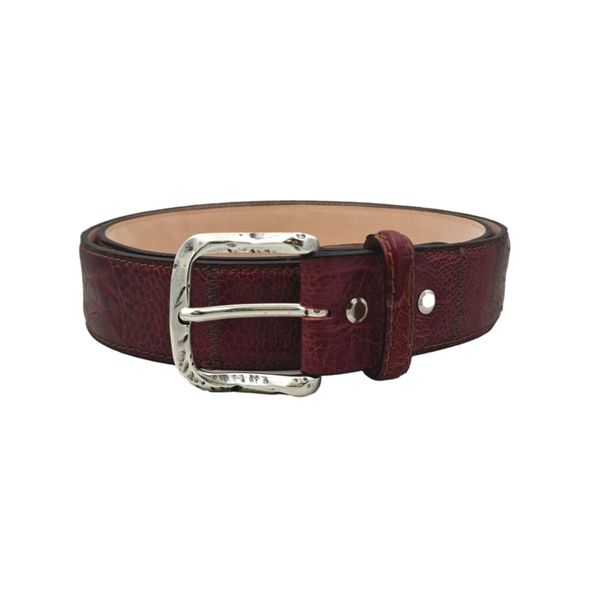 Cintura Patchwork 4 cm in ginocchio di struzzo Cognac