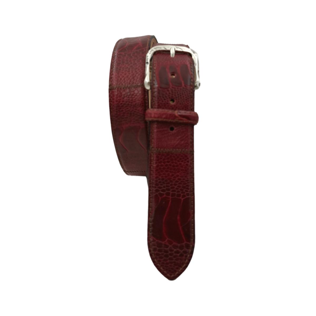 Cintura Patchwork 4 cm in ginocchio di struzzo Cognac