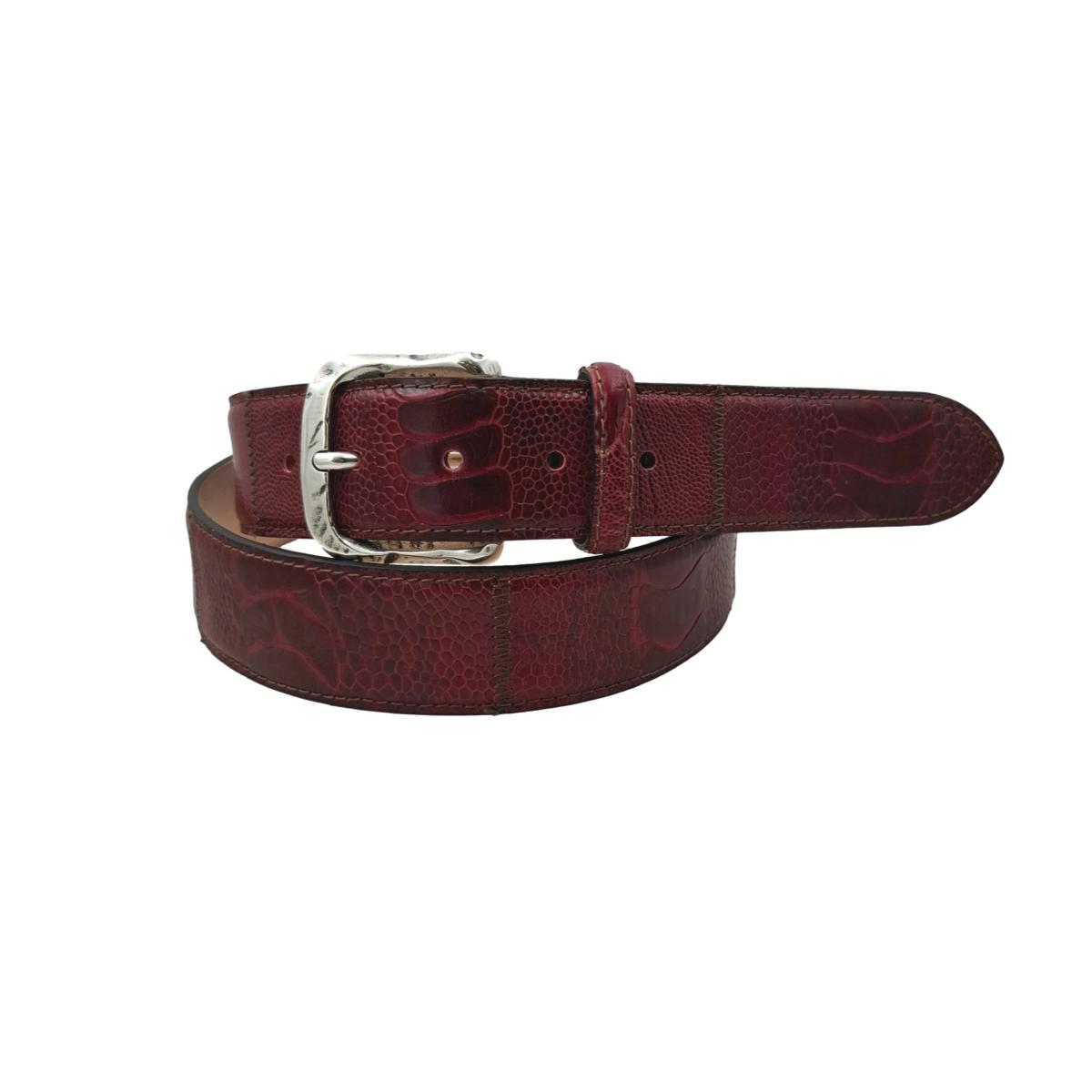 Cintura Patchwork 4 cm in ginocchio di struzzo Cognac