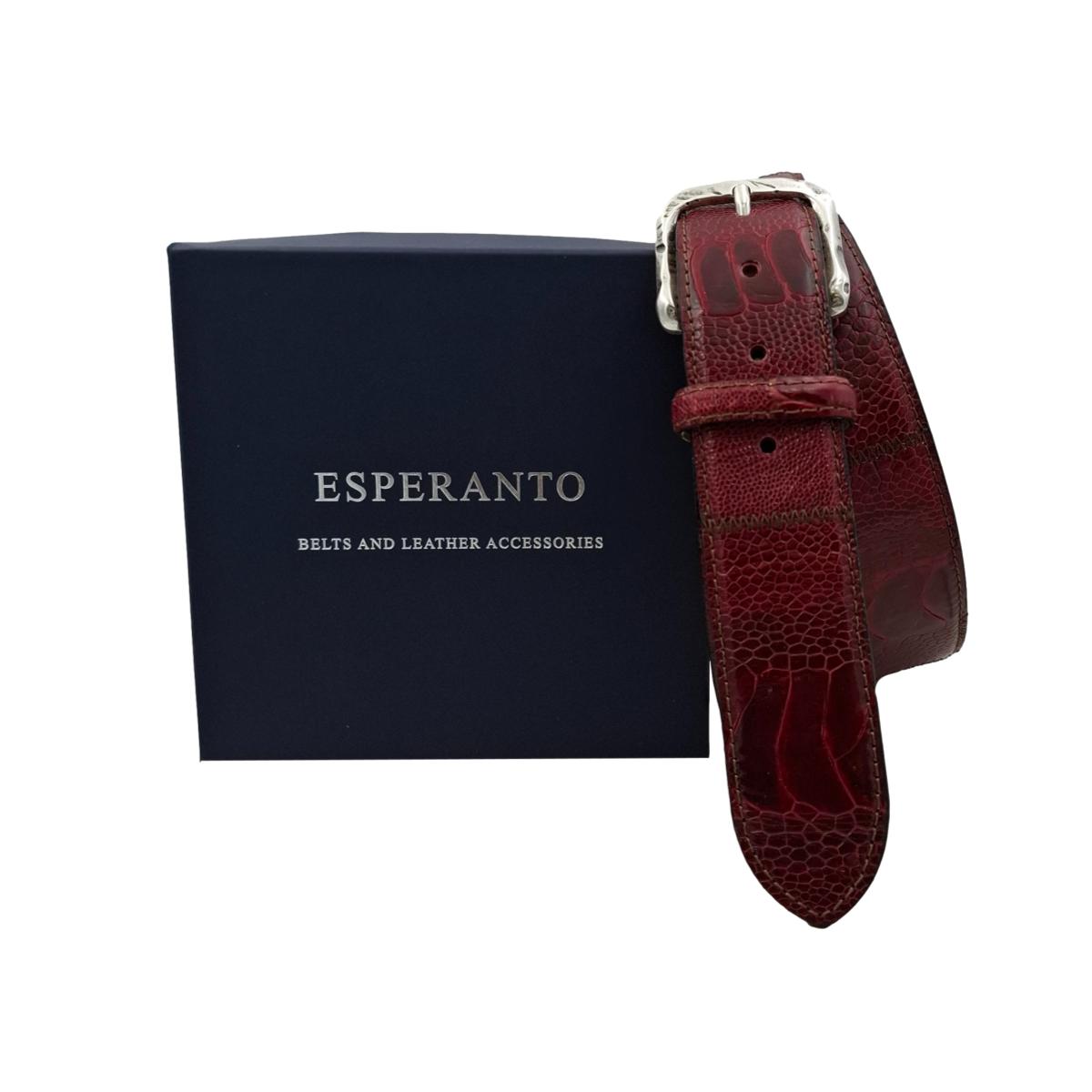 Cintura Patchwork 4 cm in ginocchio di struzzo Cognac