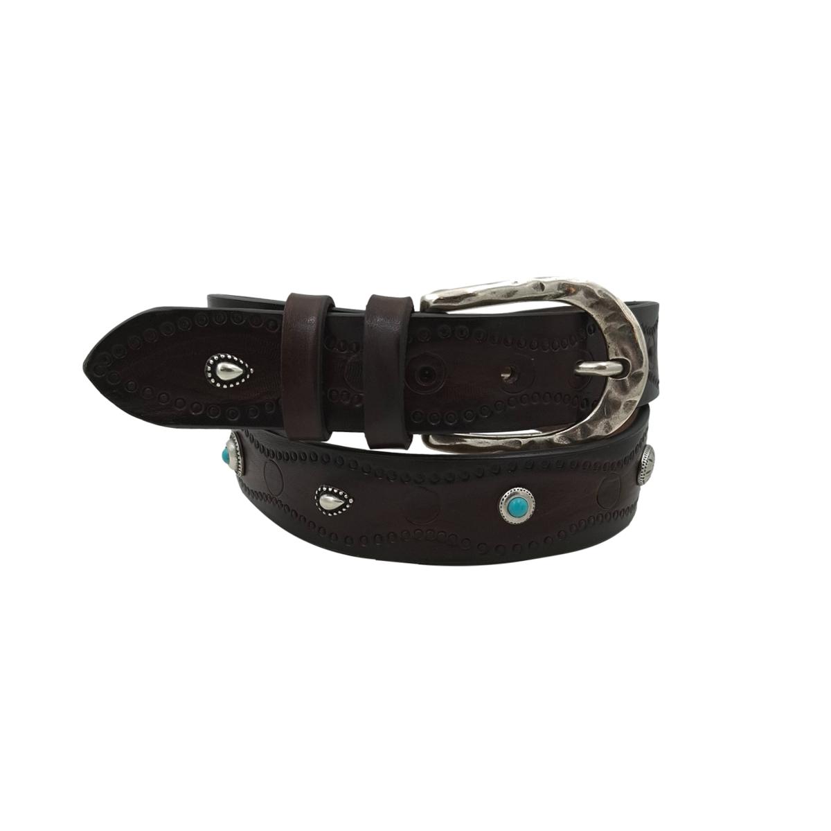 Jolie - Cintura 3,5 cm in vero cuoio con borchie e fibbia lavorata - ESPERANTOBELTS