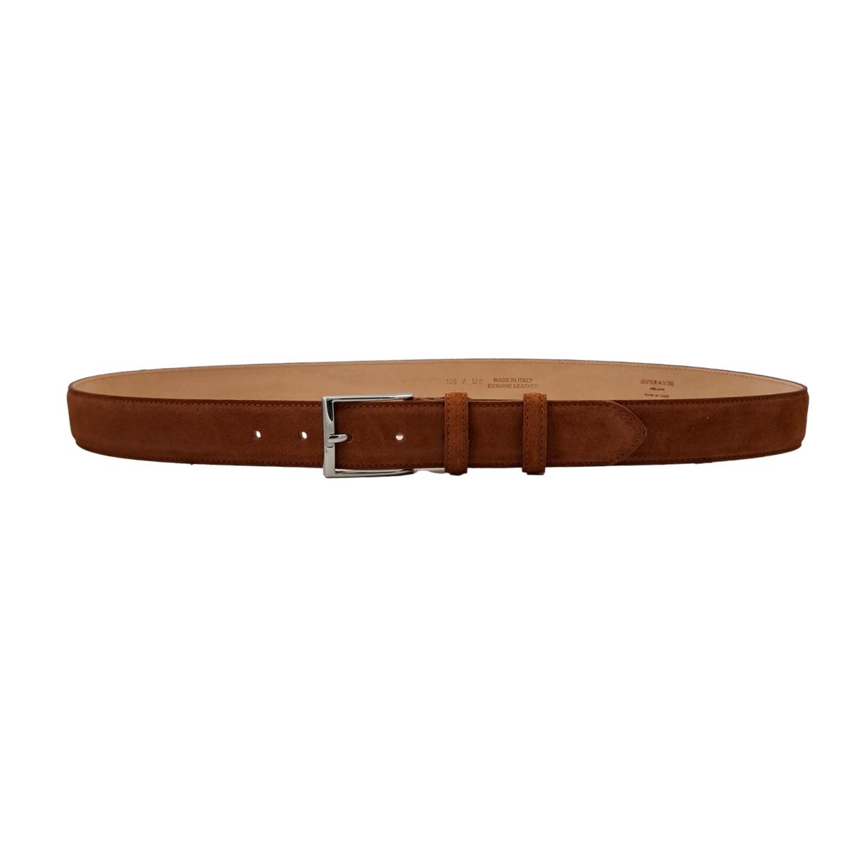 Cintura 3,5 cm in vera pelle scamosciata Ruggine con fodera Nabuk e fibbia Nichel free - ESPERANTOBELTS
