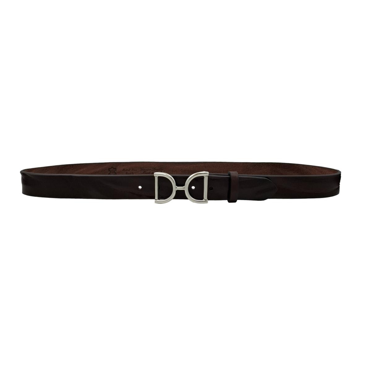 Double D - Cintura Testa di moro in cuoio di toro 3,5 cm con doppia staffa e aggancio rapido