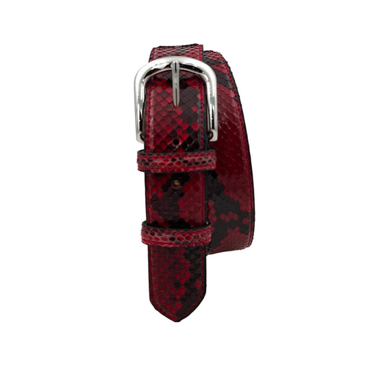 Cintura 3,5 cm in vera pelle di Pitone  con fibbia anallergica - Rosso