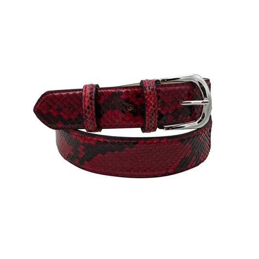 Cintura 3,5 cm in vera pelle di Pitone  con fibbia anallergica - Rosso