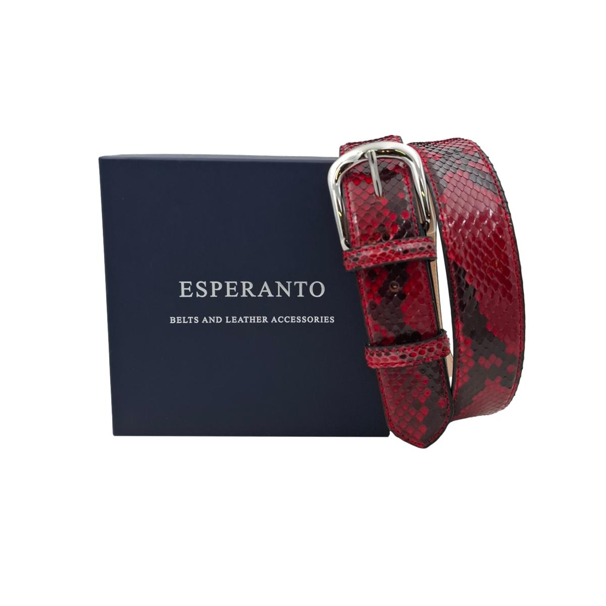 Cintura 3,5 cm in vera pelle di Pitone  con fibbia anallergica - Rosso