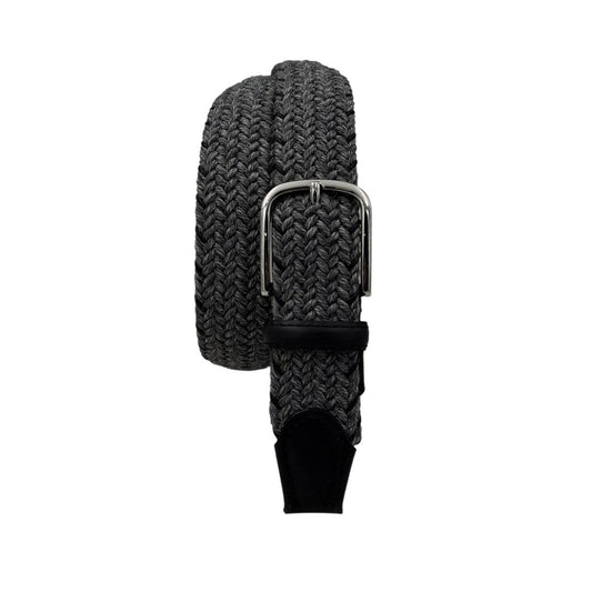 Cintura  in Lana e Cotone 3,5 cm con finiture in pelle