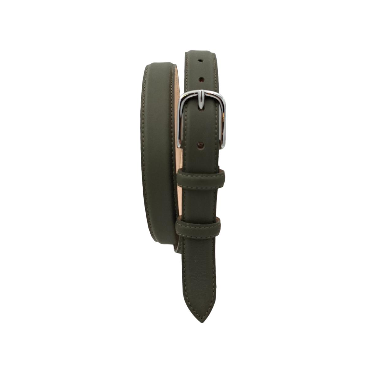 Judit - Cintura 2,5 cm in vera pelle con fibbia argento lucido e doppio passante
