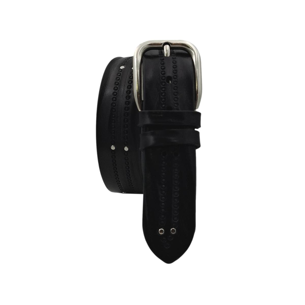 Black Panther - Cintura 4 cm in cuoio lavorato a mano con fibbia in ottone e borchie metalliche