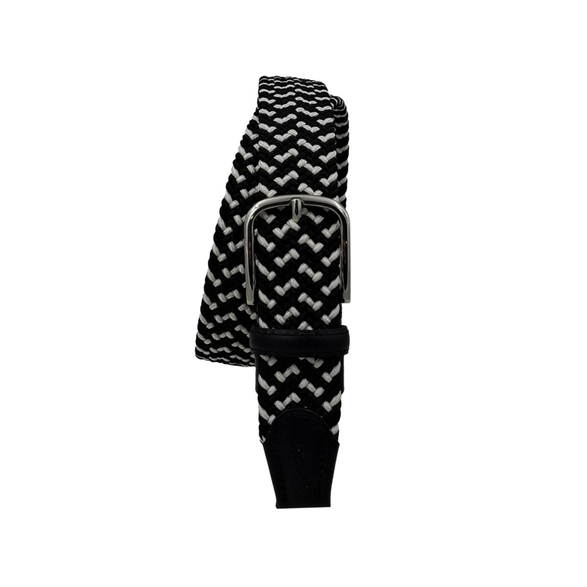 Cintura elasticizzata bicolore leggera 3,5 cm con finiture in pelle