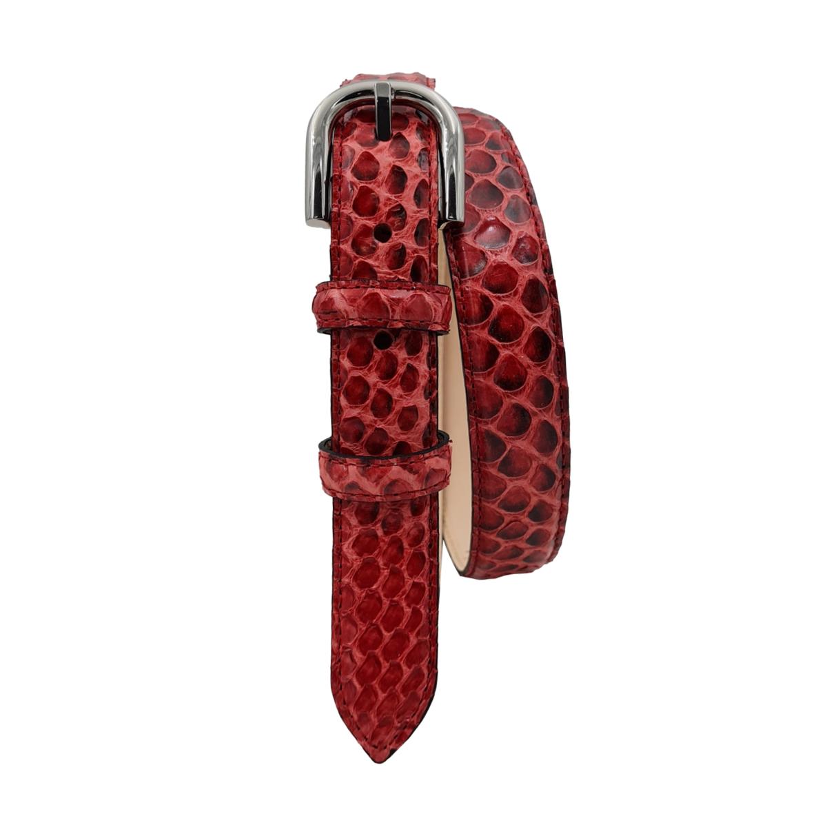 Nancy - Cintura 2,5 cm in vero pitone con fibbia Nichel free e fodera in pelle