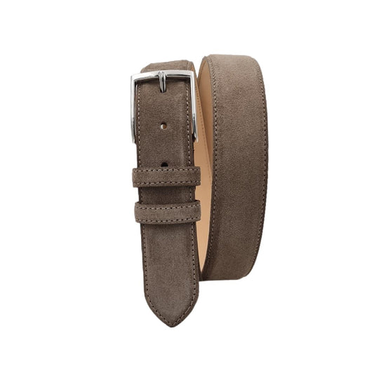 Cintura Uomo 3,5 cm in  Pelle Scamosciata , fibbia  anallergica - Taupè