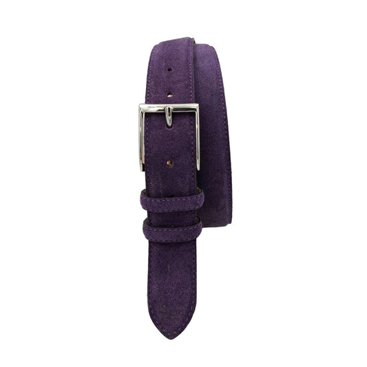 Cintura scamosciata 3,5 cm Viola con fibbia argentata nichel free