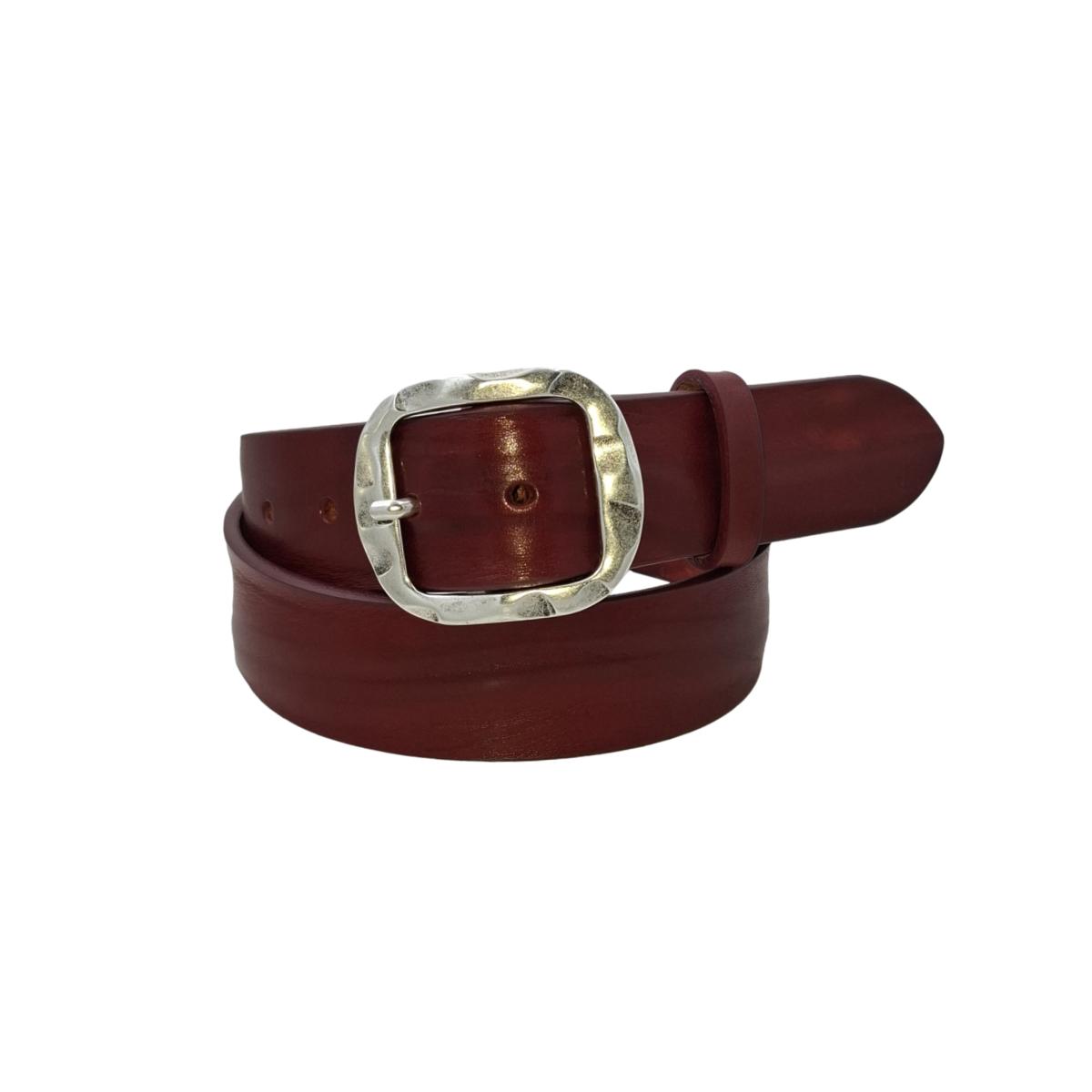 Cintura in vero cuoio di toro Plissettato 4 cm con fibbia intera Argento Antico