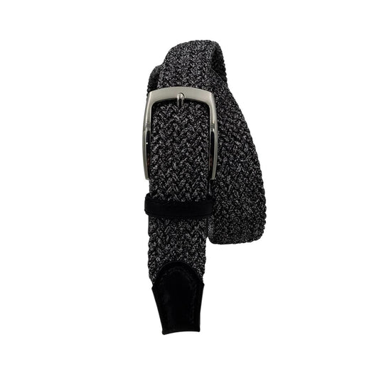 Cintura Mélange in viscosa 3,5 cm  elastica con finiture in cuoio Nabuk