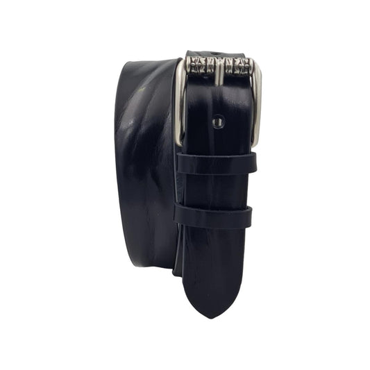 Cintura 4 cm in Vero Cuoio di Toro Grinzato con Fibbia a Rullo Ricamata - ESPERANTOBELTS
