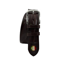 Carica l&#39;immagine nel visualizzatore di Gallery, 🔥 NOVITA&#39; 🔥 Italian Dream - Cintura 4 cm in cuoio di toro bottalato con inserto bandiera Italia anticato a mano