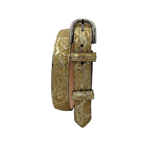 Cintura in Vero Pitone 2,5 cm placcato Metallo - Limone