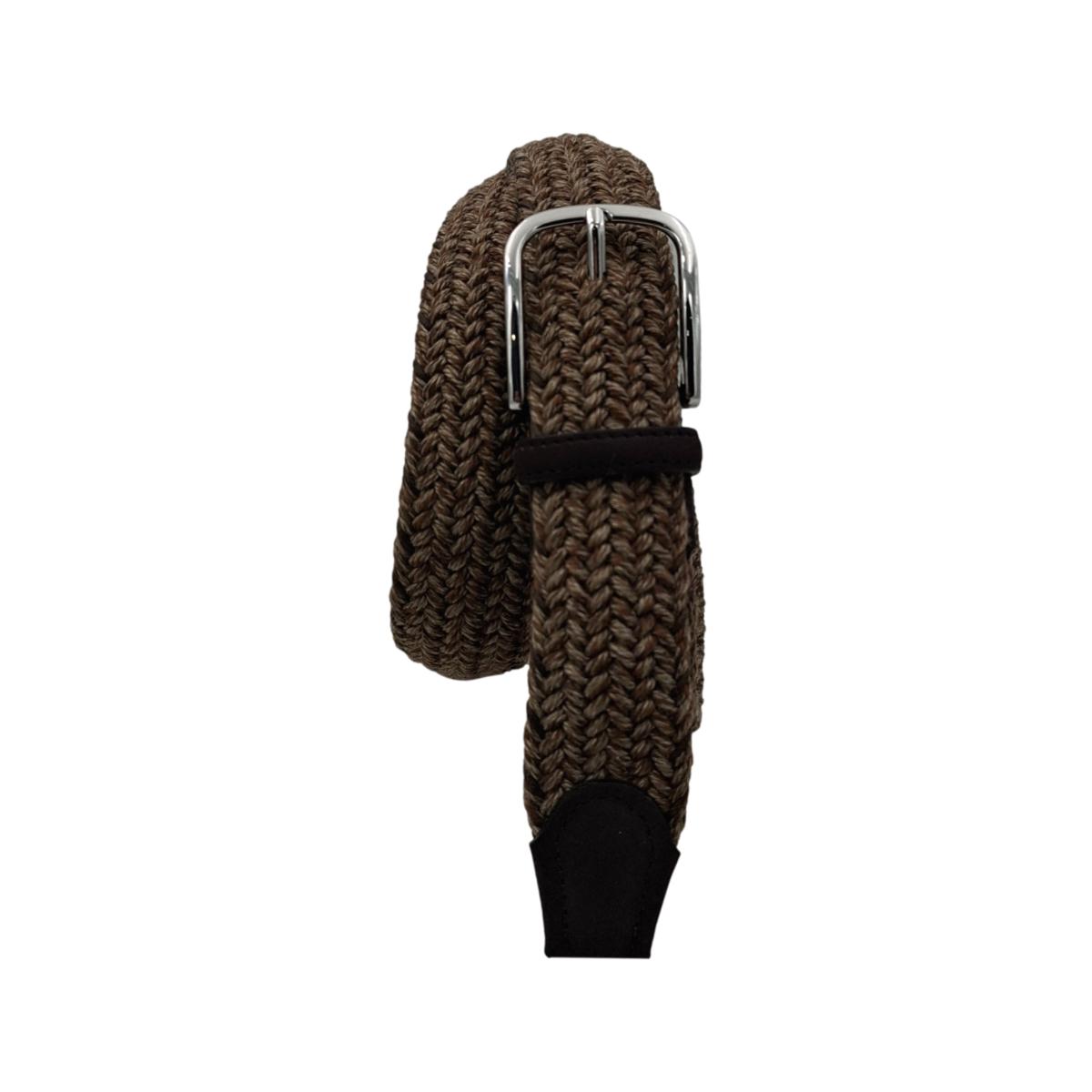 Cintura  in Lana e Cotone 3,5 cm con finiture in pelle