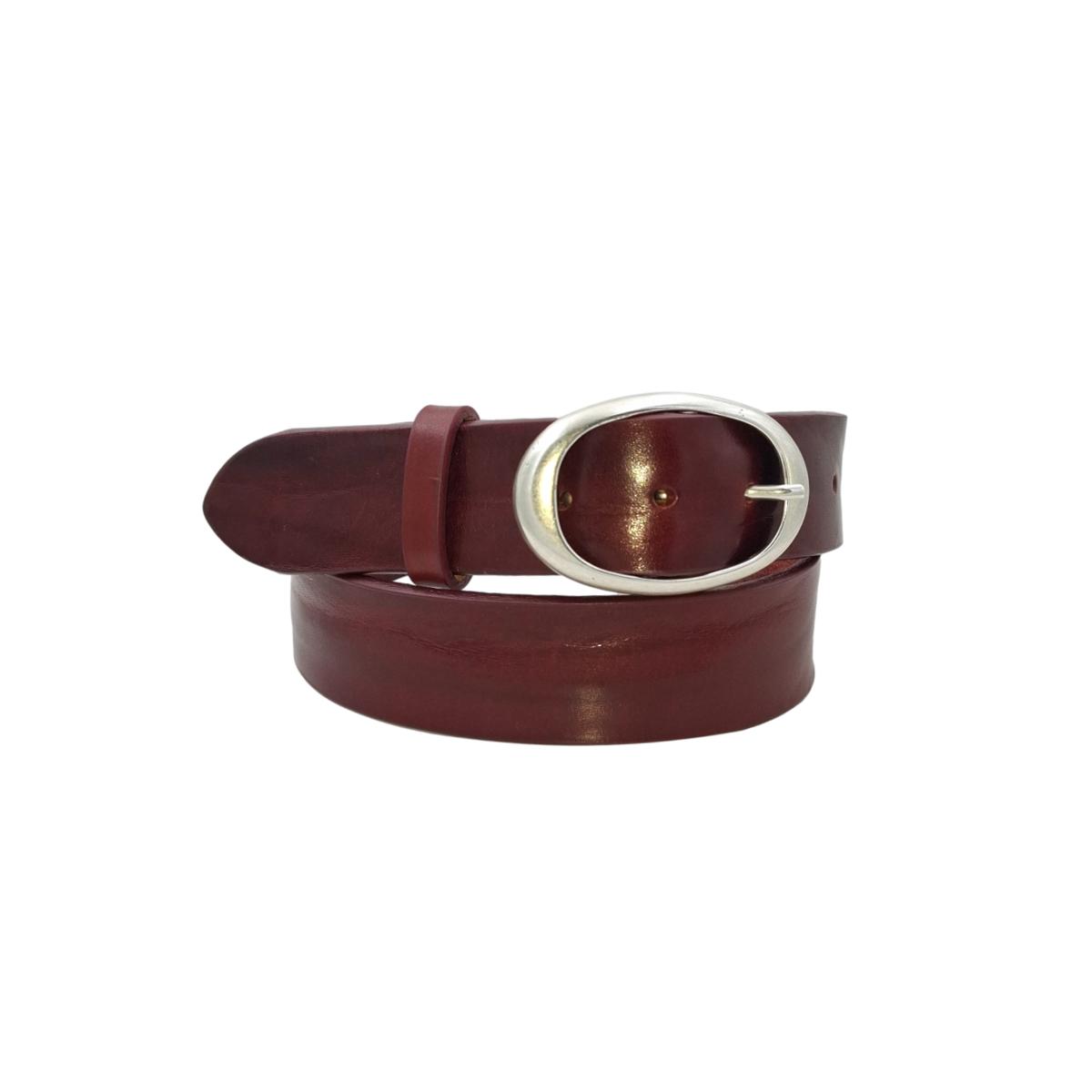 Cintura in vero cuoio di toro Plissettato 4 cm con fibbia intera Ovale Argento Antico