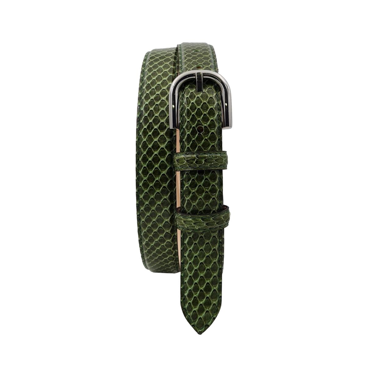 Nancy - Cintura 2,5 cm in vero pitone con fibbia Nichel free e fodera in pelle