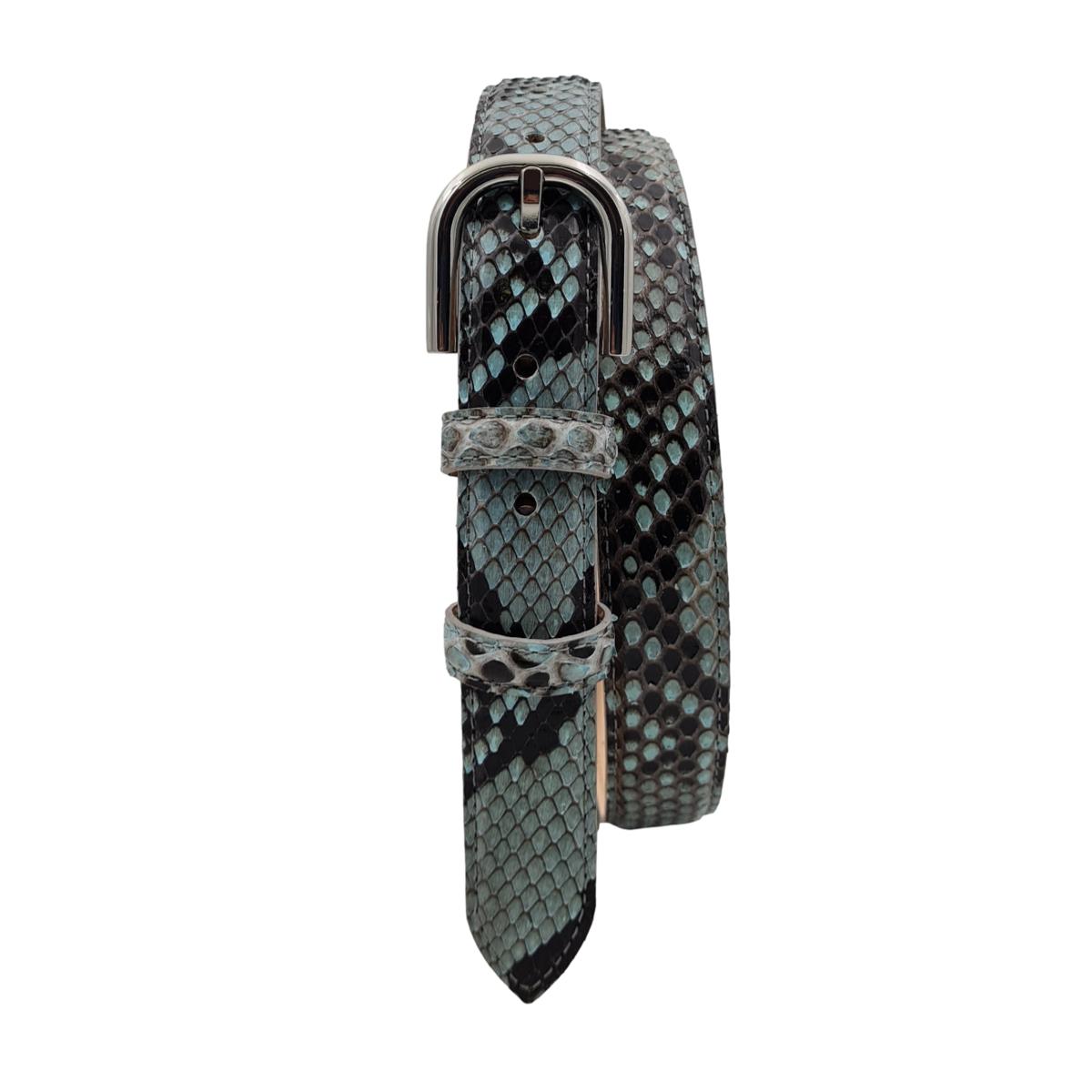 Nancy - Cintura 2,5 cm in vero pitone con fibbia Nichel free e fodera in pelle