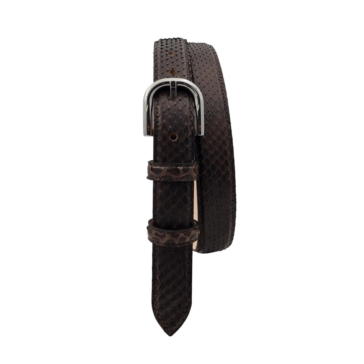 Nancy - Cintura 2,5 cm in vero pitone con fibbia Nichel free e fodera in pelle