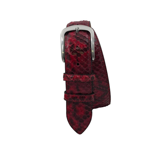 Cintura 4 cm in Vera Pelle di Pitone Rosso con fibbia anallergica