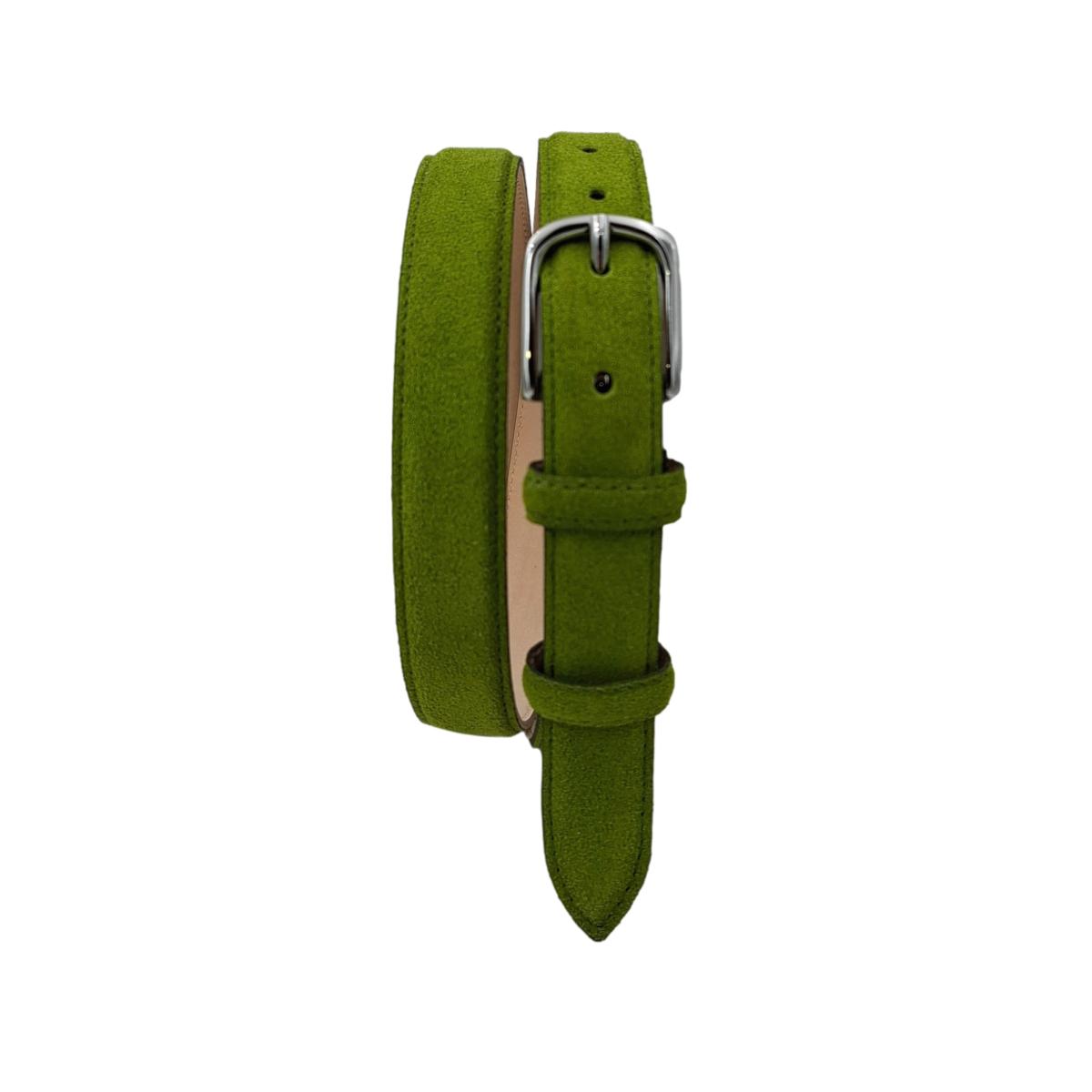 Judit - Cintura 2,5 cm in vera pelle con fibbia argento lucido e doppio passante