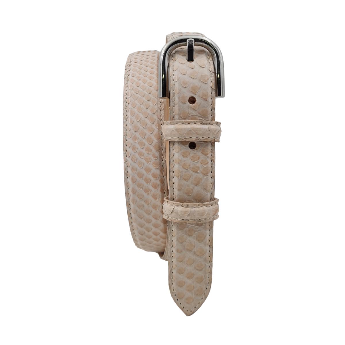 Nancy - Cintura 2,5 cm in vero pitone con fibbia Nichel free e fodera in pelle
