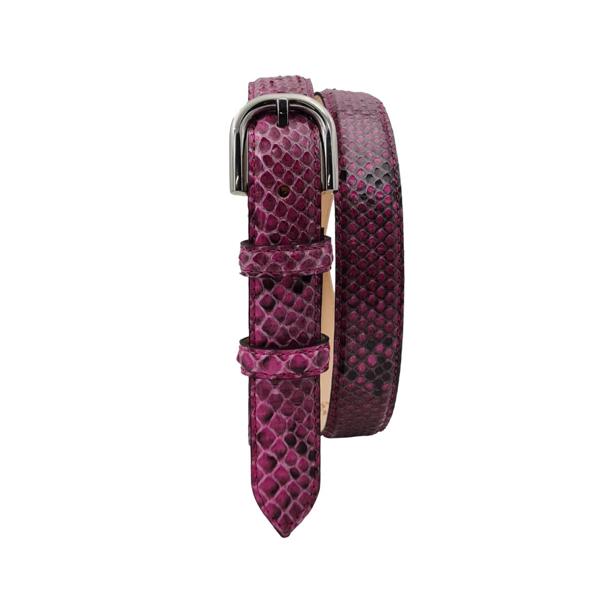 Nancy - Cintura 2,5 cm in vero pitone con fibbia Nichel free e fodera in pelle