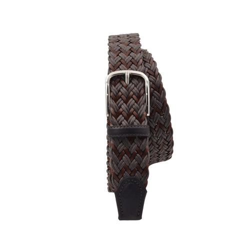 Cintura Bicolore 3,5 cm intrecciata in cuoio e cotone  ( TAGLIE EXTRALUNGHE ) - Moro