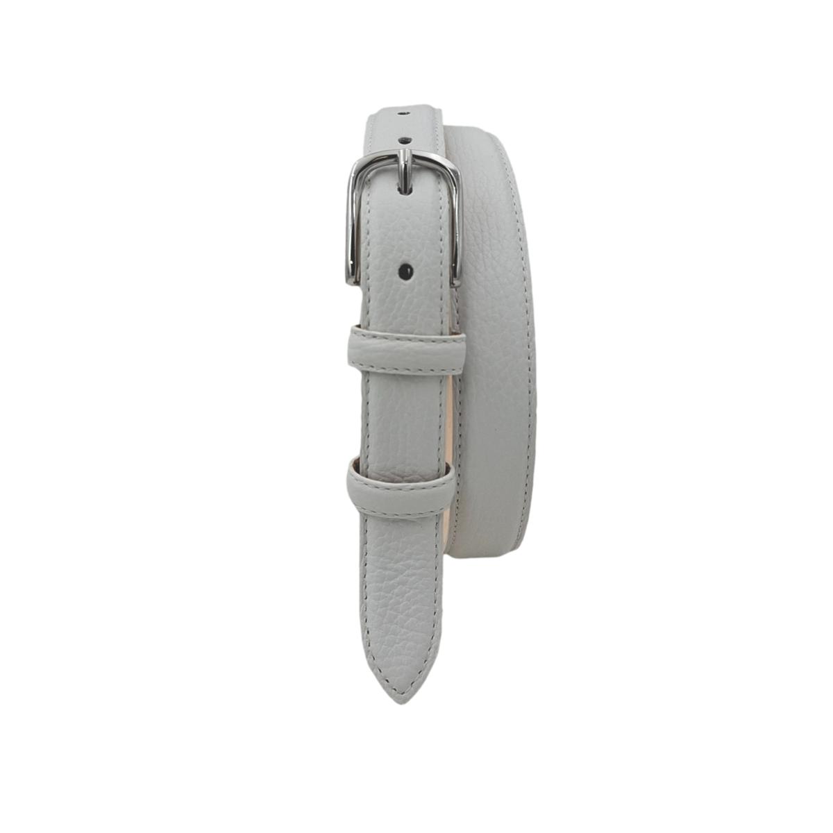 Judit - Cintura 2,5 cm in vera pelle con fibbia argento lucido e doppio passante