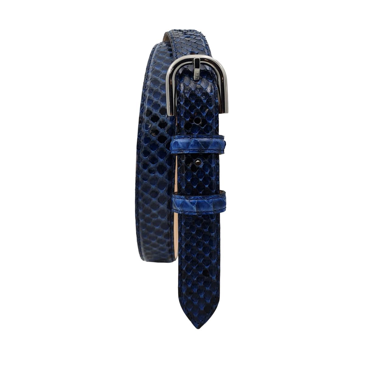 Nancy - Cintura 2,5 cm in vero pitone con fibbia Nichel free e fodera in pelle