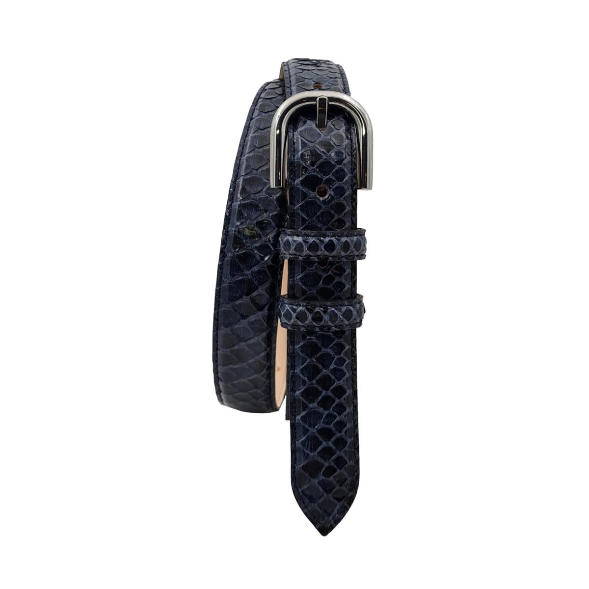Nancy - Cintura 2,5 cm in vero pitone con fibbia Nichel free e fodera in pelle