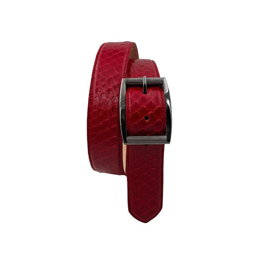 Cintura da Donna in Pitone 3,5 cm con fodera in pelle - Rubino