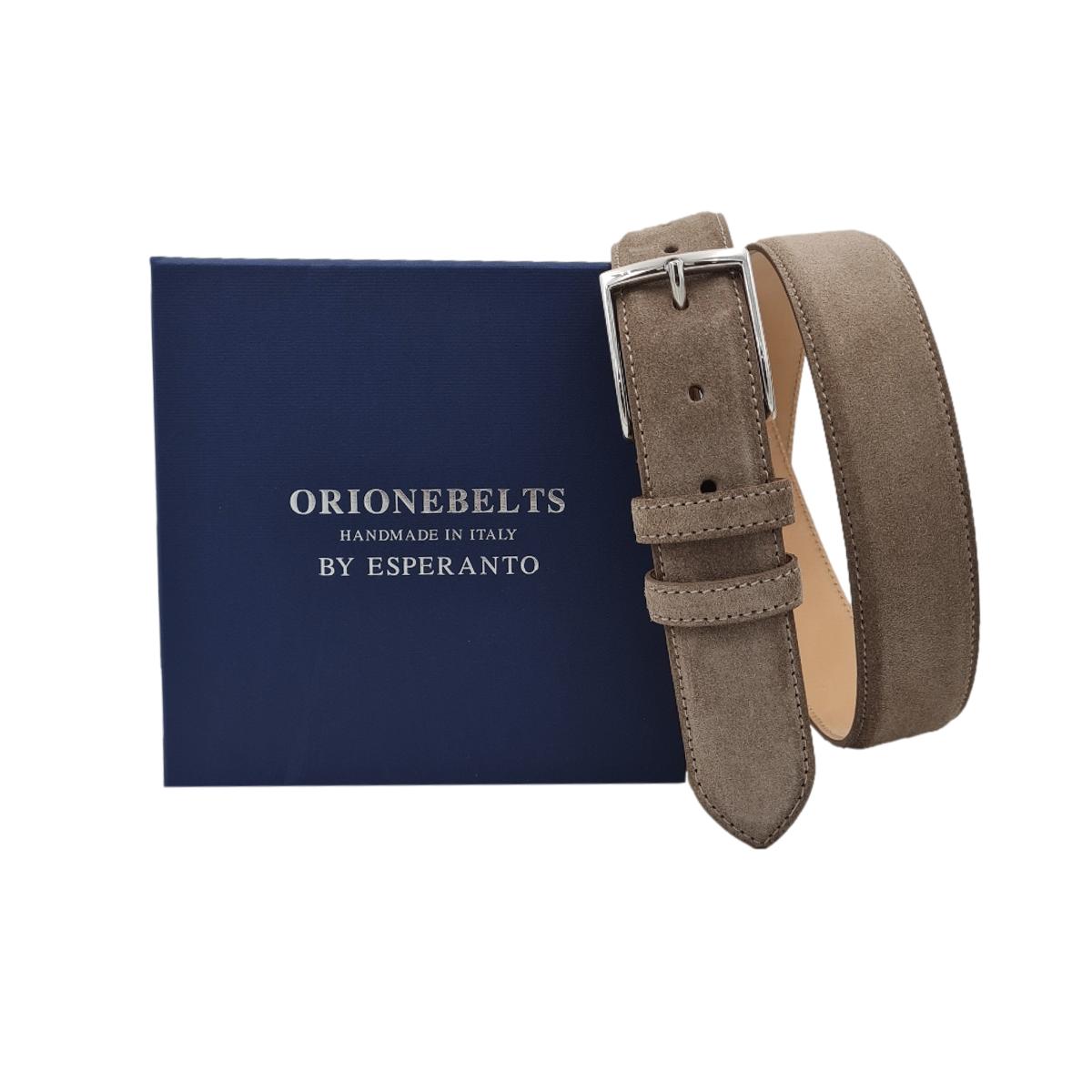 Cintura Uomo 3,5 cm in Pelle Scamosciata , fibbia anallergica - Taupè Cintura Uomo 3,5 cm in Pelle Scamosciata , fibbia anallergica - Taupè