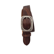 Carica l&#39;immagine nel visualizzatore di Gallery, Cintura 4 cm in cuoio Rum lavorato a mano con fibbia Argento America