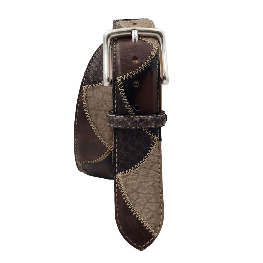 Vela - Cintura 4 cm in vero Pitone e pelle con stampa coccodrillo - Tortora