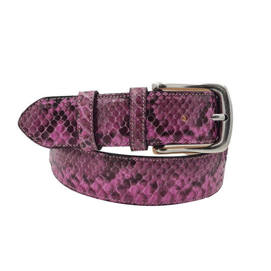 Dakar - Cintura 4 cm in vero Pitone Fucsia con fibbia in ottone