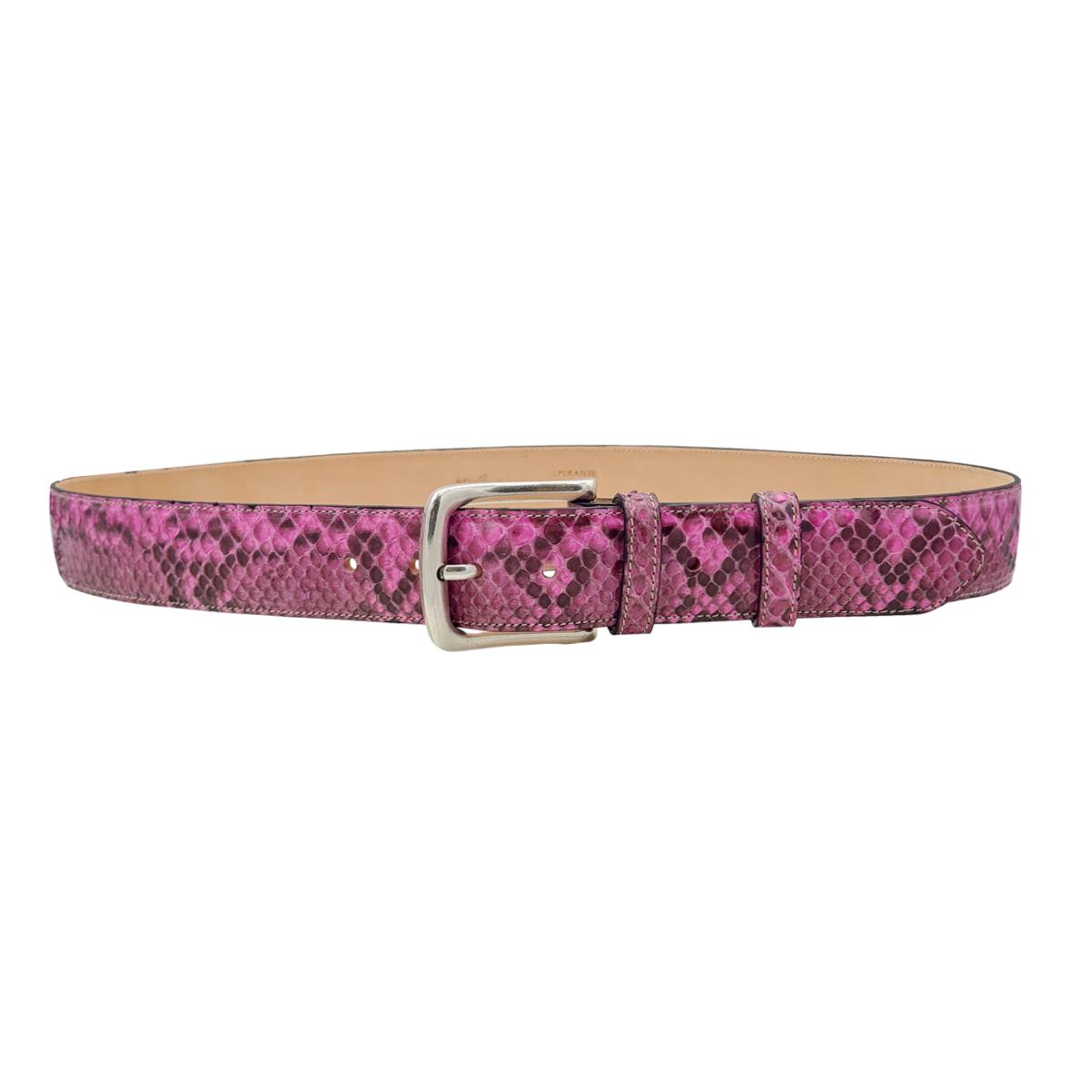 Dakar - Cintura 4 cm in vero Pitone Fucsia con fibbia in ottone