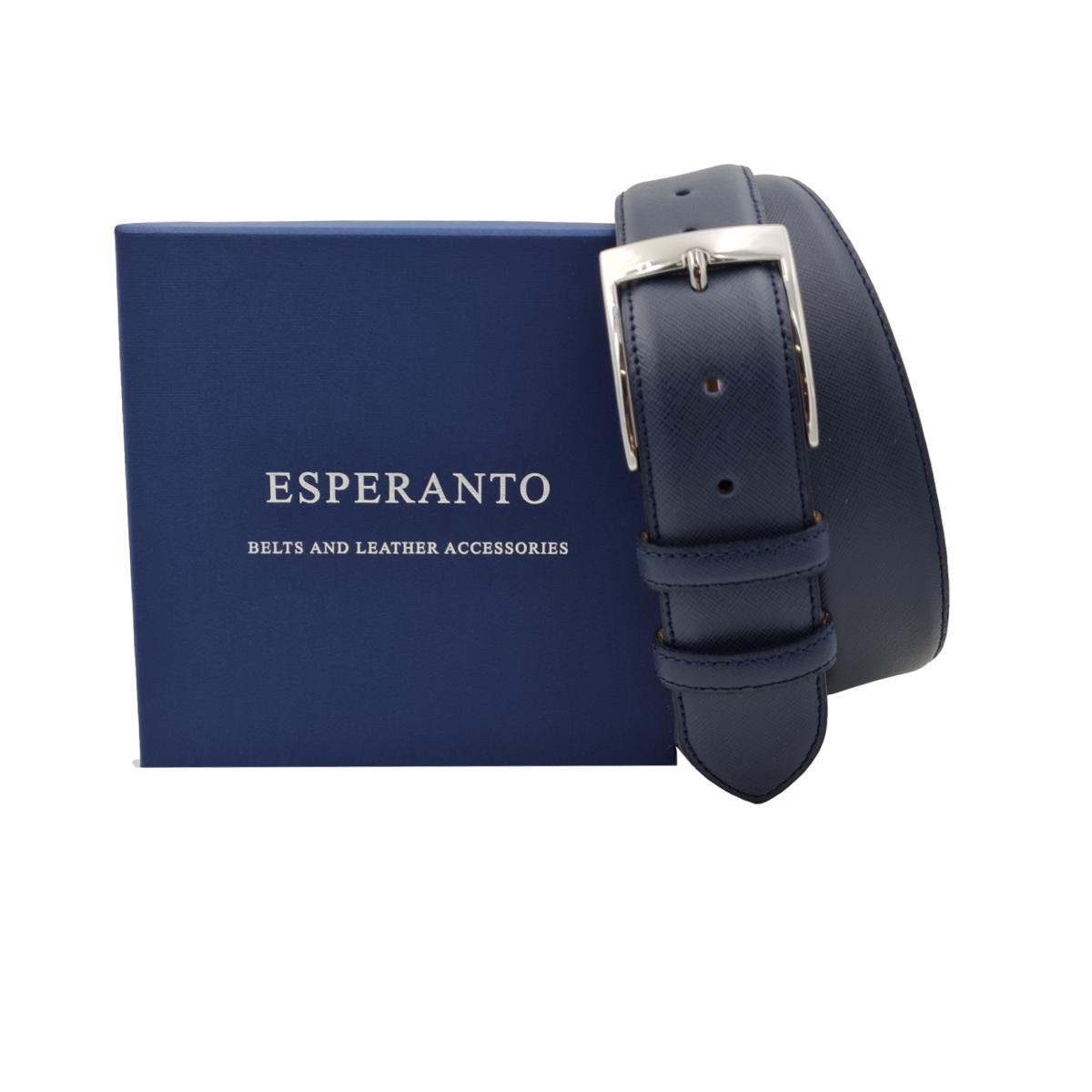 Cintura 4 cm in pelle stampa saffiano con fibbia argentata Nichel free - ESPERANTOBELTS